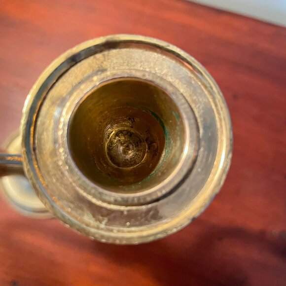 Vintage solid BRASS candelabra central stem and 2 curved arms.RUSTIC. - Picture 10 of 11